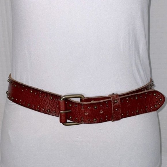 American Eagle Outfitter Womens Small  antique brass studded brown leather belt